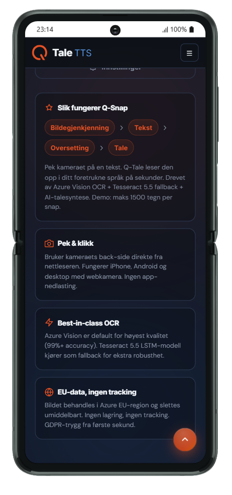 Qsnap informationsbokse på Galaxy Z Flip